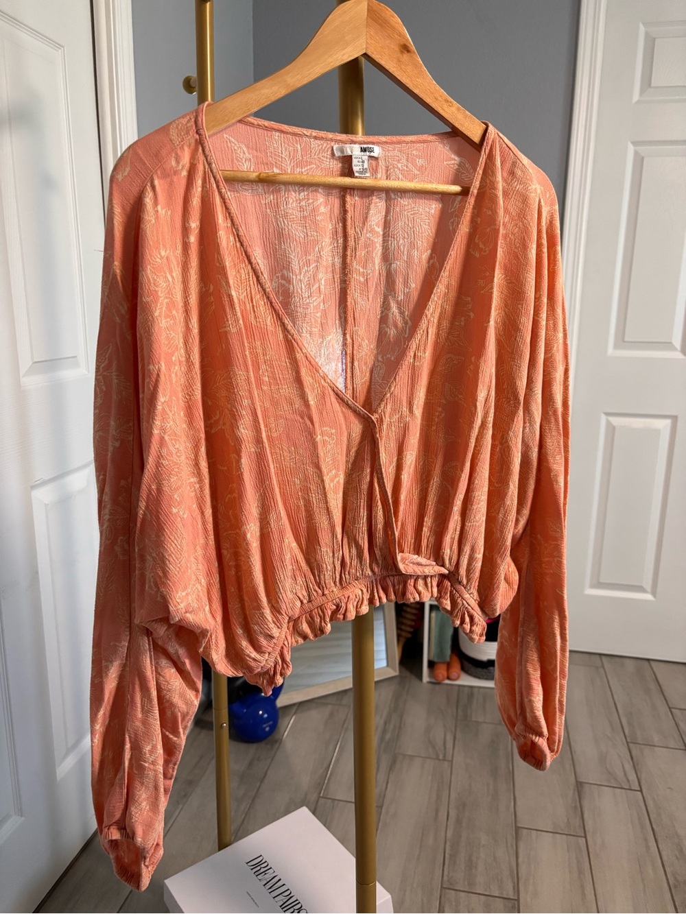 Floral Boho Wrap Blouse - Coral / Peach - Picture 7 of 7